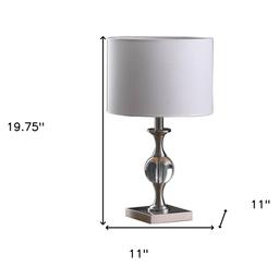 HomeRoots 20in. Silver Bedside Table Lamp