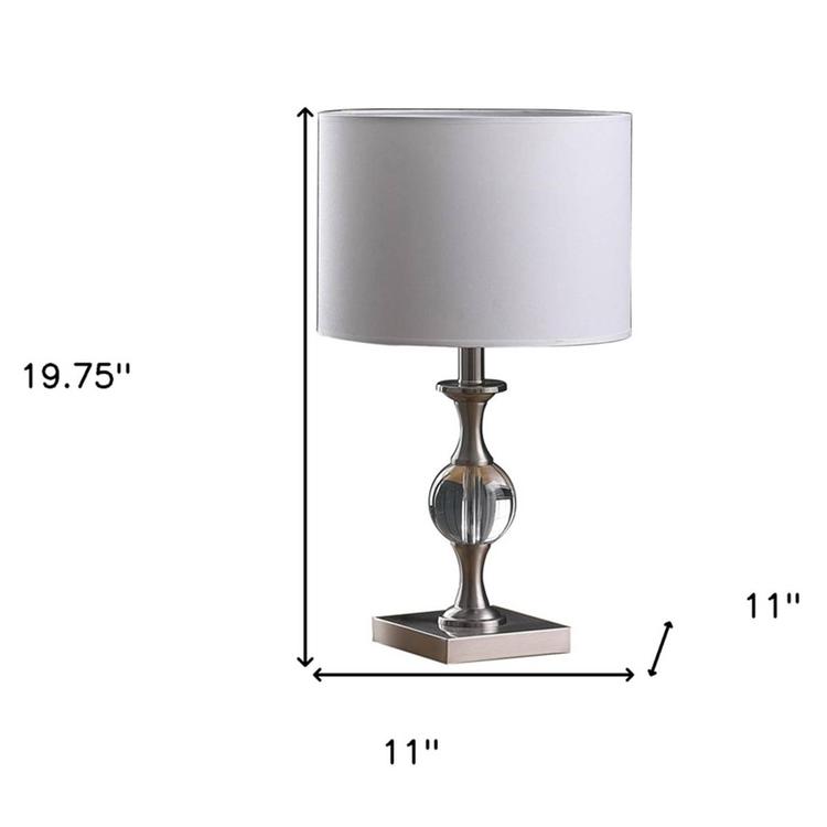 HomeRoots 20in. Silver Bedside Table Lamp