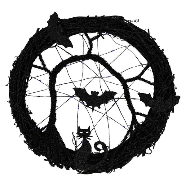Northlight Seasonal 13in. LED Twig Halloween Wreath with Bats