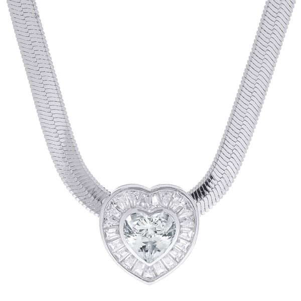 Gianni Argento Lab Grown White Sapphire Baguette Heart Necklace - image 