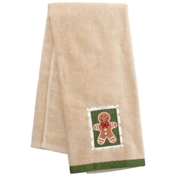 Gingerbread Stamp Wool Velour Hand Towel - image 