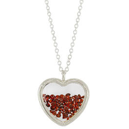 Silver Plated & Red Cubic Zirconia Heart Shaker Pendant