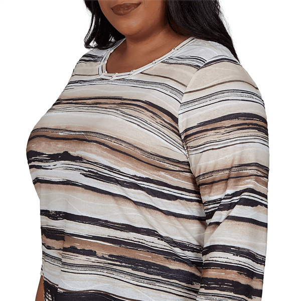 Plus Size Alfred Dunner Travel Advisory Scratched Stripe Blouse