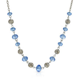 1928 Silver Tone Blue & Silver Beaded Necklace