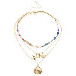 Ashley Cooper(tm) Layered Beaded Sea Life Charm Cluster Necklace