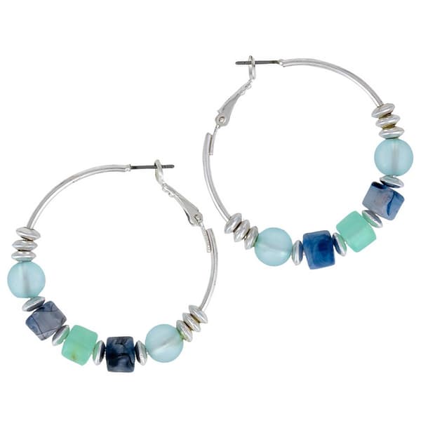 Ashley Cooper(tm) Click It Blue Beaded Hoop Earrings - image 