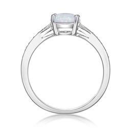 Sterling Silver Ring w/ Created Opal & White Topaz Gemstones