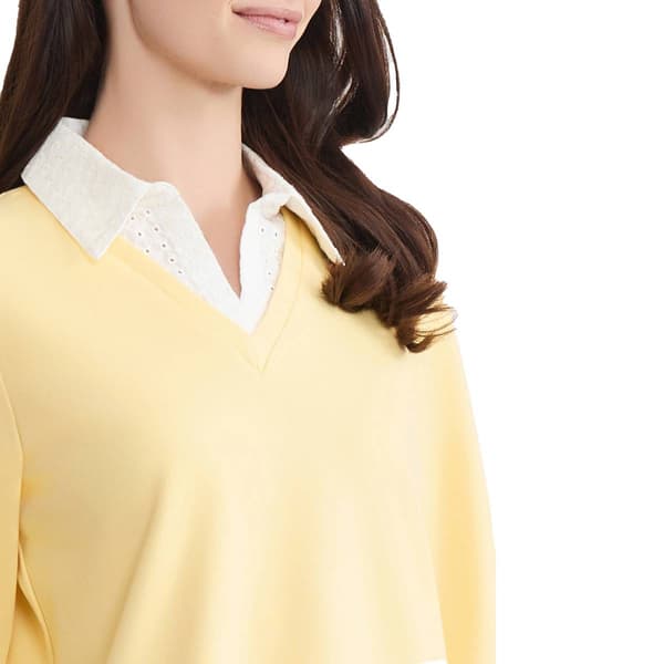 Womens Jones New York Long Sleeve Eyelet Trim Two In One Sweater