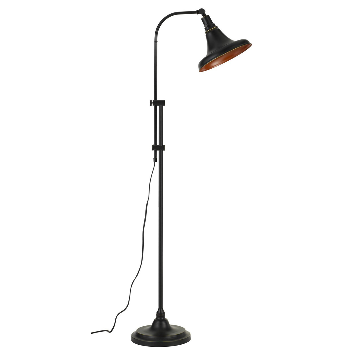 HomeRoots 58in. Bronze Adjustable Floor Lamp With Dome Shade