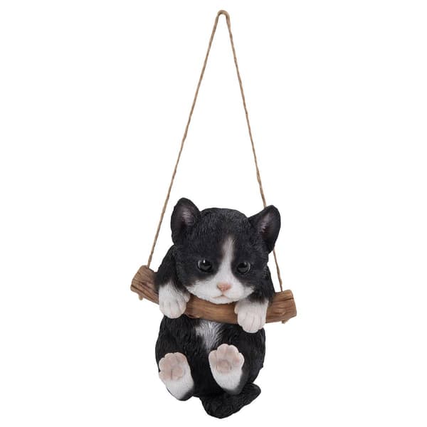 Hi-Line Gift Hanging Black and White Kitten Statue - image 