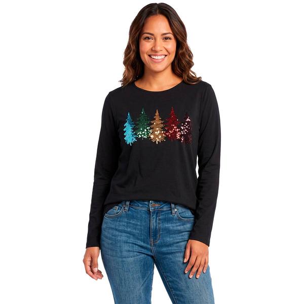 Womens Project Long Sleeve Rainbow Sequin Trees Tee - image 