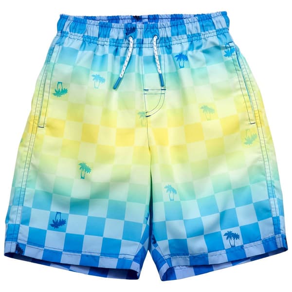 Boys (8-20) SURFZONE(R) Checkered Palms Swim Trunks - image 