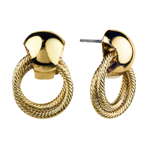 Roman Gold-Tone Post Twisted Earrings - image 