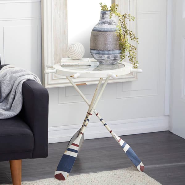9th & Pike® White Coastal Metal Accent Table