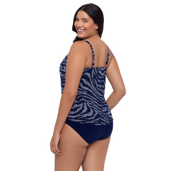 Womens TrimShaper Savanna Skin Hanky Hem Tankini Swim Top