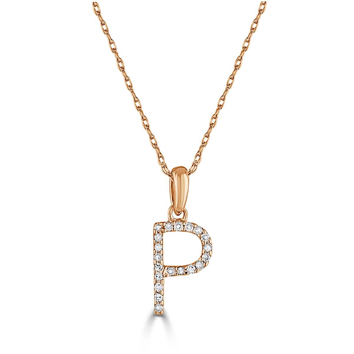 Diamond Classics™ 14kt. Rose Gold Initial P Letter...