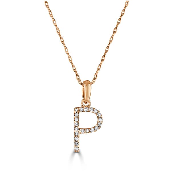Diamond Classics(tm) 14kt. Rose Gold Initial P Letter Necklace - image 