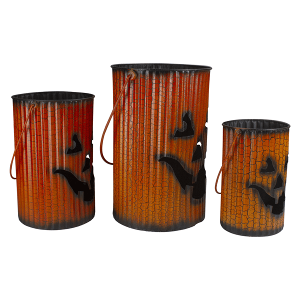 Northlight 3pc. Metal Jack O'' Lantern Halloween Lantern Set