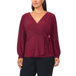 Plus Size MSK Long Sleeve Sparkle Tie Side Top