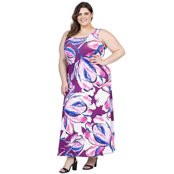 Plus Size 24/7 Comfort Apparel Floral Shift Maxi Dress