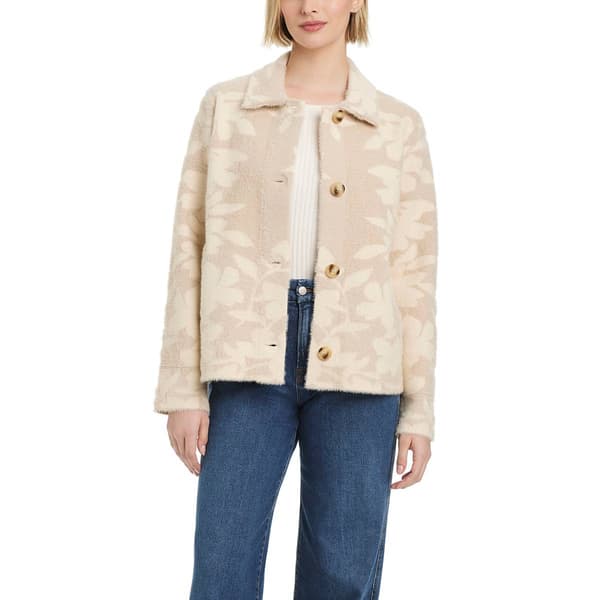 Womens Vince Camuto Single Breasted Short Stretch Knit Coat