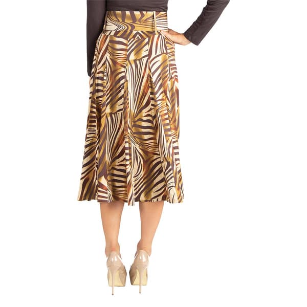 Womens 24/7 Comfort Apparel Midi Length Animal Print Belted Skirt