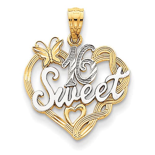 Gold Classics&#40;tm&#41; 14kt. Two Tone Sweet 16 Pendant - image 