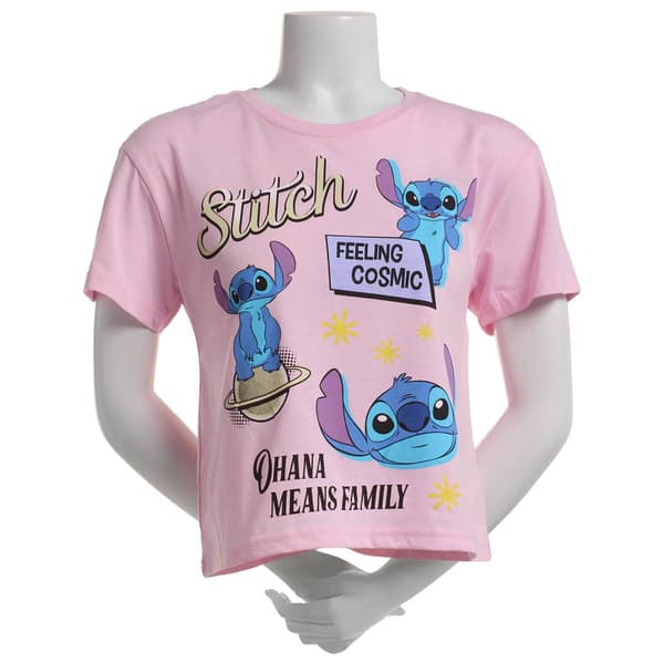 Juniors Freeze Stitch Graphic Cropped Tee