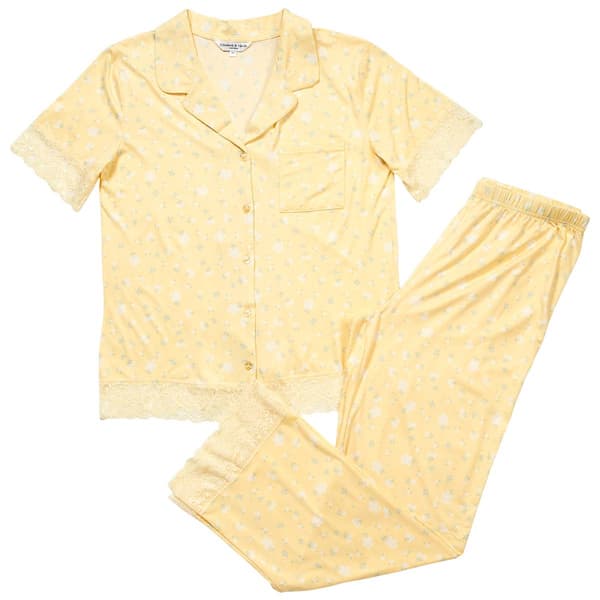 Womens Elizabeth & Nicole Short Sleeve Flowers Capri Pajama Set