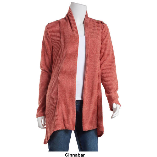Womens Cure Open Front Cardigan w/Button Shoulder