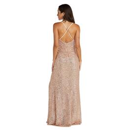Petite R&M Richards Nightway Strapless Cowl Neck Shimmer Gown