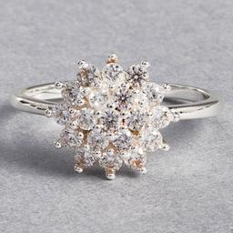 Ashley Cooper(tm) Silver-Tone Flower CZ Ring