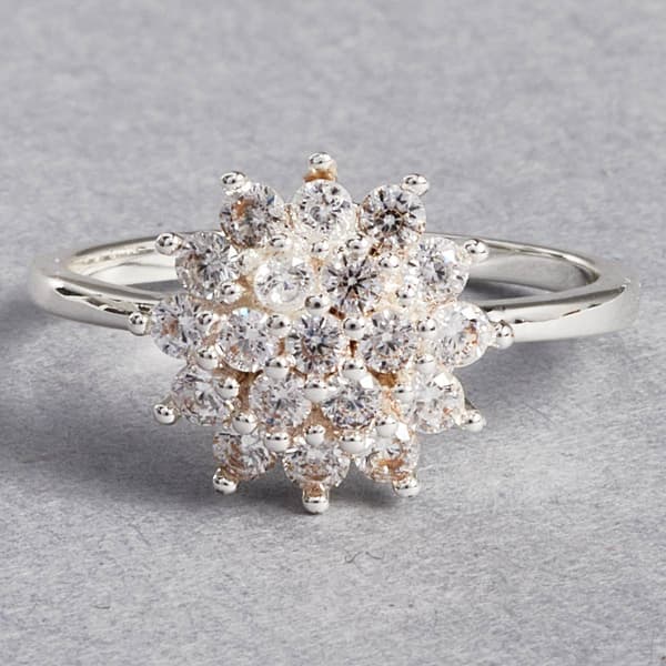 Ashley Cooper(tm) Silver-Tone Flower CZ Ring - image 