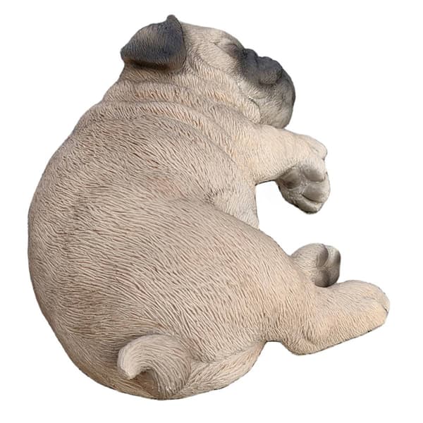 Hi-Line Gift Cozy Brown Sleeping Pug Puppy Garden Statue