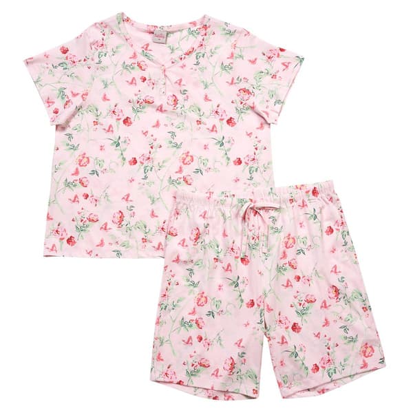 Womens Pink Laundry Short Sleeve Floral Short Pajama Set