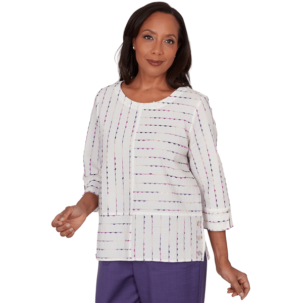Petite Alfred Dunner Grand Bazaar Rainbow Stripe Blouse