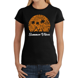 Womens LA Pop Art Summer Vibes Word Art T-Shirt