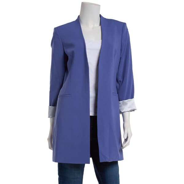 Plus Size Calvin Klein 3/4 Roll Cuffs Sleeve Open Long Jacket