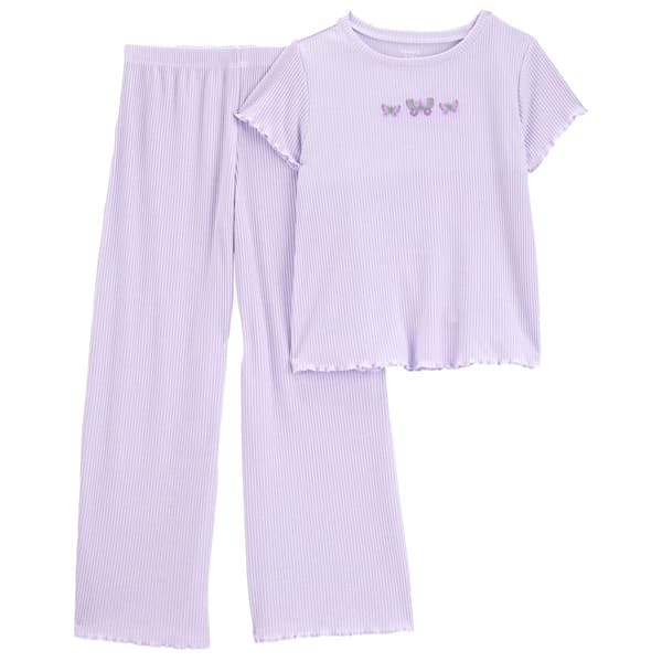 Girls Carter''s&#40;R&#41; 2pc. Rib Butterfly Top & Pants Pajama Set - image 