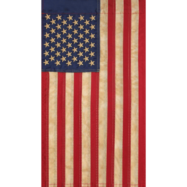 Northlight Embroidered Tea-Stained Patriotic House Flag