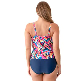 Plus Size Del Raya Sail Away 3-Tier Hanky Tankini Swim Top