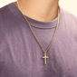 Mens Lynx Gold-Tone Ion Plated Stainless Steel Cross Pendant - image 2