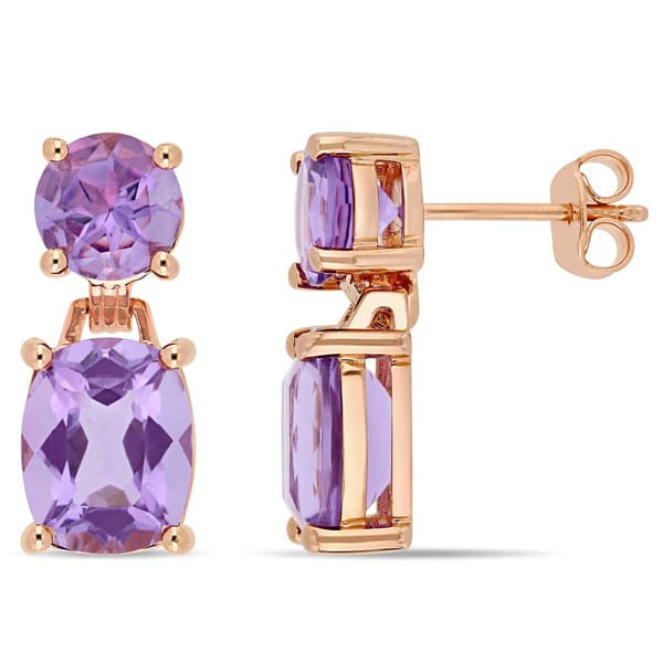 Sophia B 8ctw.  Amethyst 2-Stone Dangle Earrings - image 