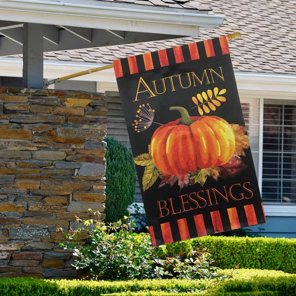 Northlight Seasonal Blessings and Pumpkin Outdoor Garden Flag