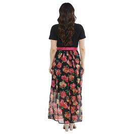 Womens Ellen Weaver Short Sleeve Floral Chiffon Maxi Dress