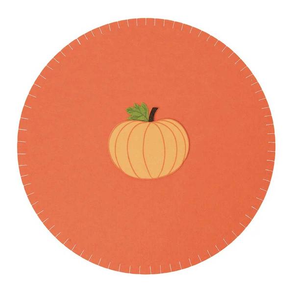 Harvest 14in. Pumpkin Felt Round Placemat - image 