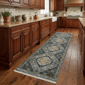 HomeRoots Blue Oriental Power Loom Stain Resistant Runner Rug - image 1