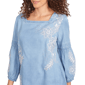 Womens Ruby Rd. Tinted Tides Floral Embroidered Tencel Blouse - image 5