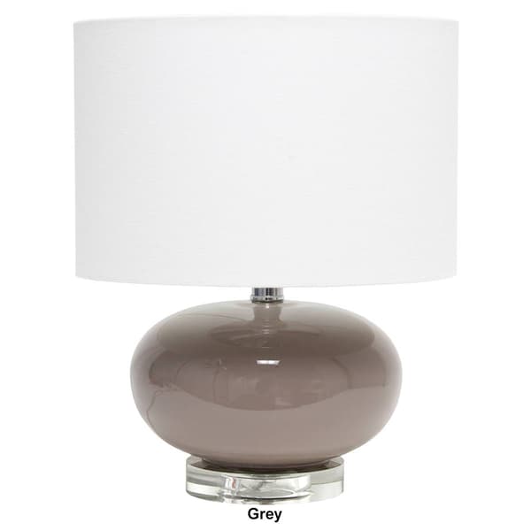 Lalia Home Modern Ovaloid Glass Bedside Table Lamp w/White Shade