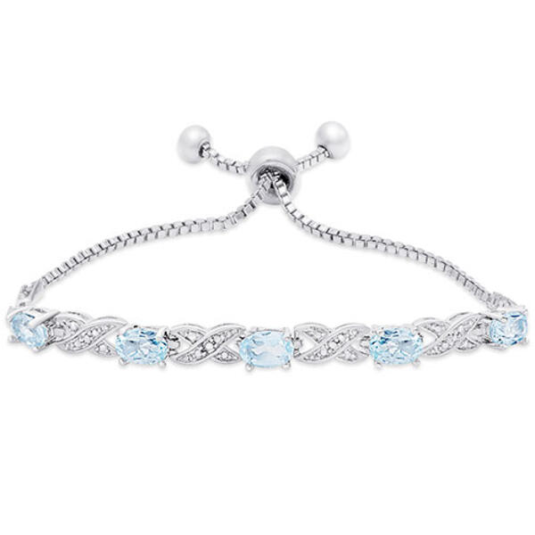 Gianni Argento Silver Plated Blue Topaz & Diamond Accent Bracelet - image 